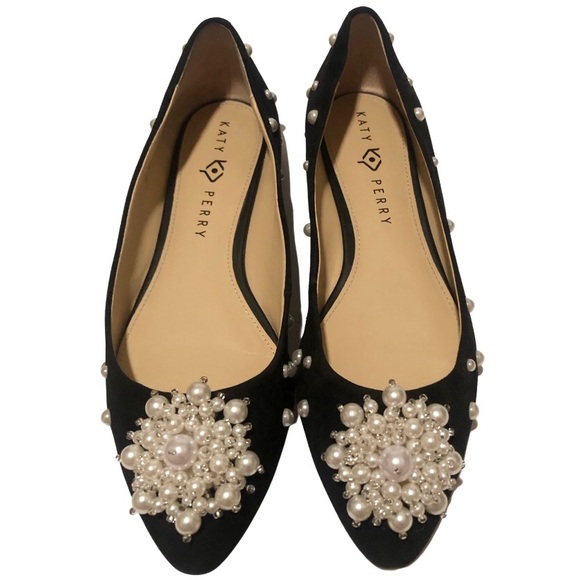 Katy Perry Black Suede and Pearl Flats (10)